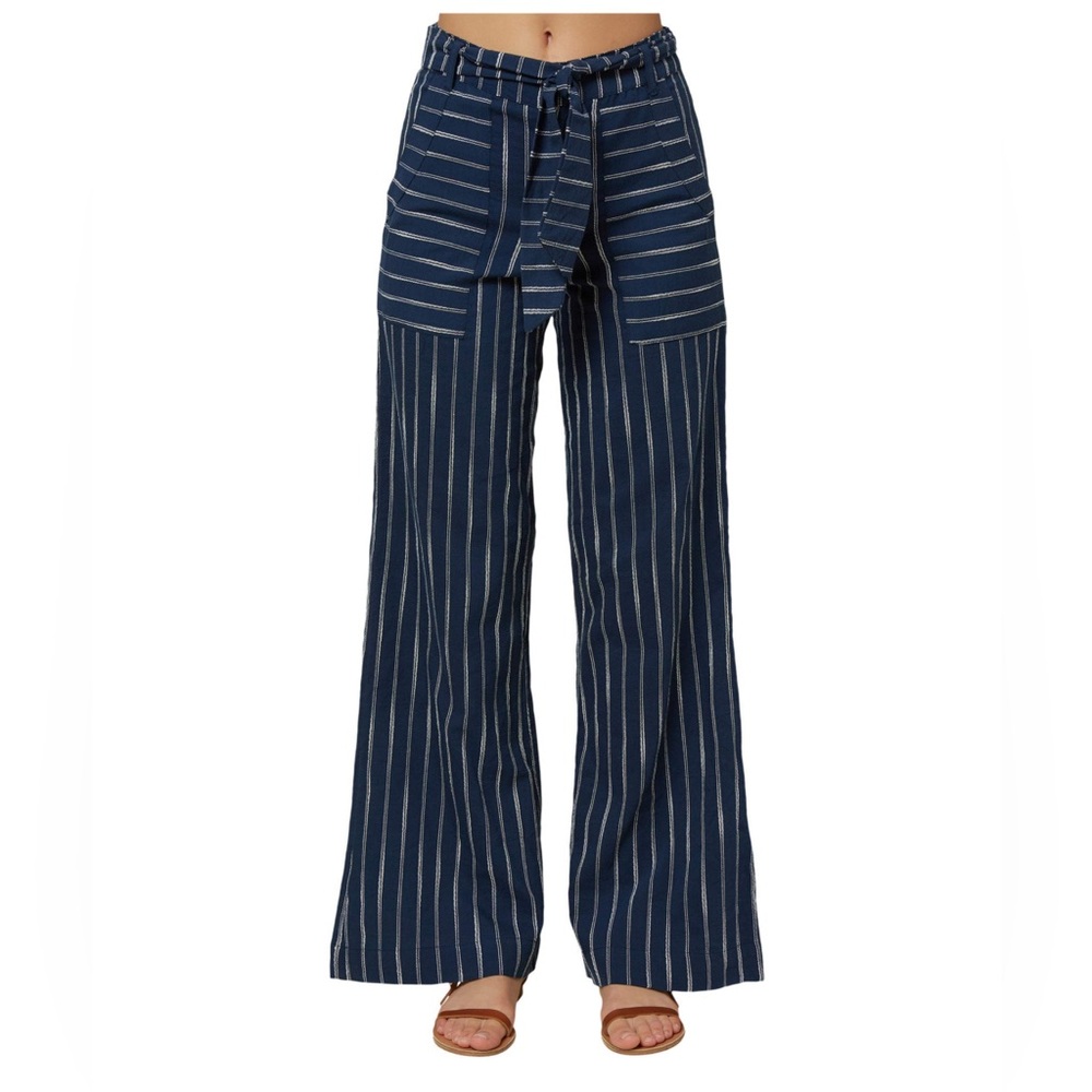 O’Neill Sandoval Blue White Line Wide Leg Pants in Women’s Sz 30 NWOT